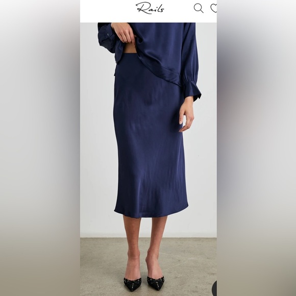 Rails high-waisted pullover midi-length skirt elastic waistband navy blue XXS - Picture 10 of 10